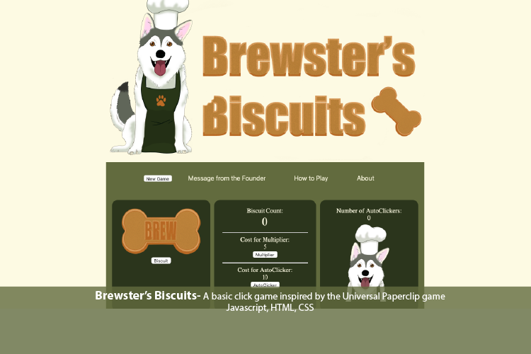 screen capture of brewsters biscuits application